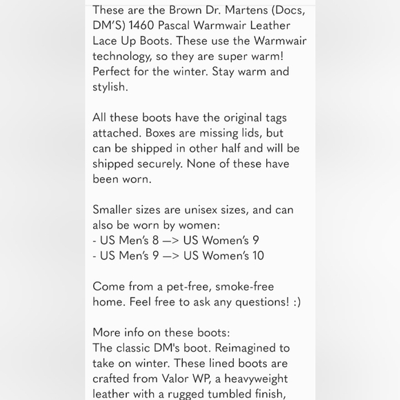 Black Dr. Martens 1460 Pascal Warmwair Leather Lace Up Boot NEW Men's SZ 12M - Picture 6 of 15